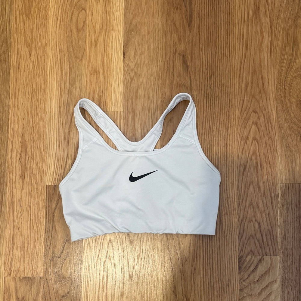 Nike Women's White Sports Bra with Black Logo